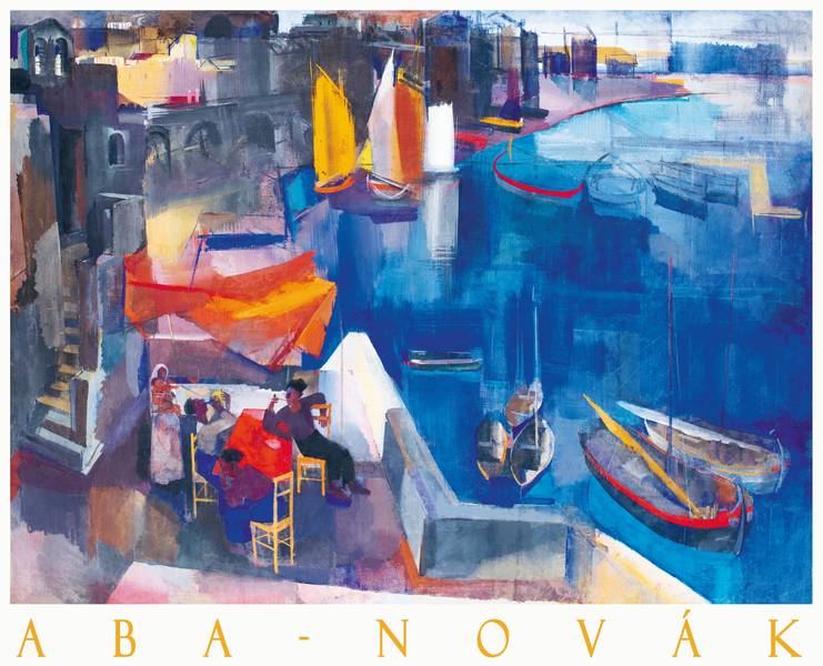 Kikötő - reprint, művészeti plakát Aba-Novák Vilmos  Festmény művészeti plakátja Építészet, városkép, Tájkép